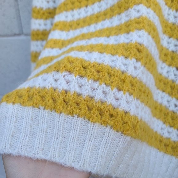 MOTHER | The Striped Alpaca-Blend Open Knit Sweater in Mostly Sunny NEW Sz Small - Picture 5 of 15